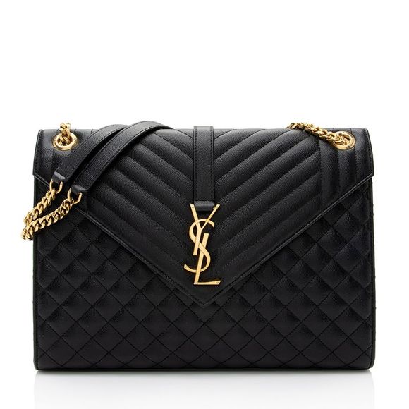 Saint Laurent Handbags - Saint Laurent Mixed Matelasse Grain de Poudre Monogram Large Envelope Bag